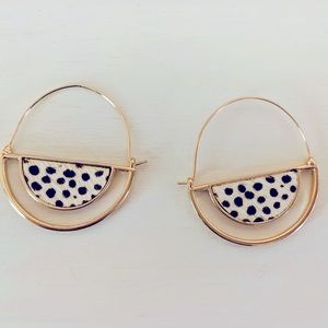 Francesca’s Gold White & Black Faux Animal Print Geo Hoops